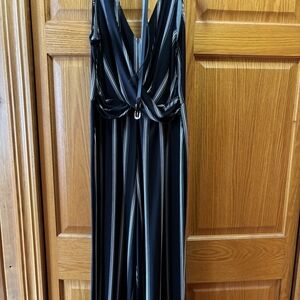 Candie's Black and White Striped Jumpsuit